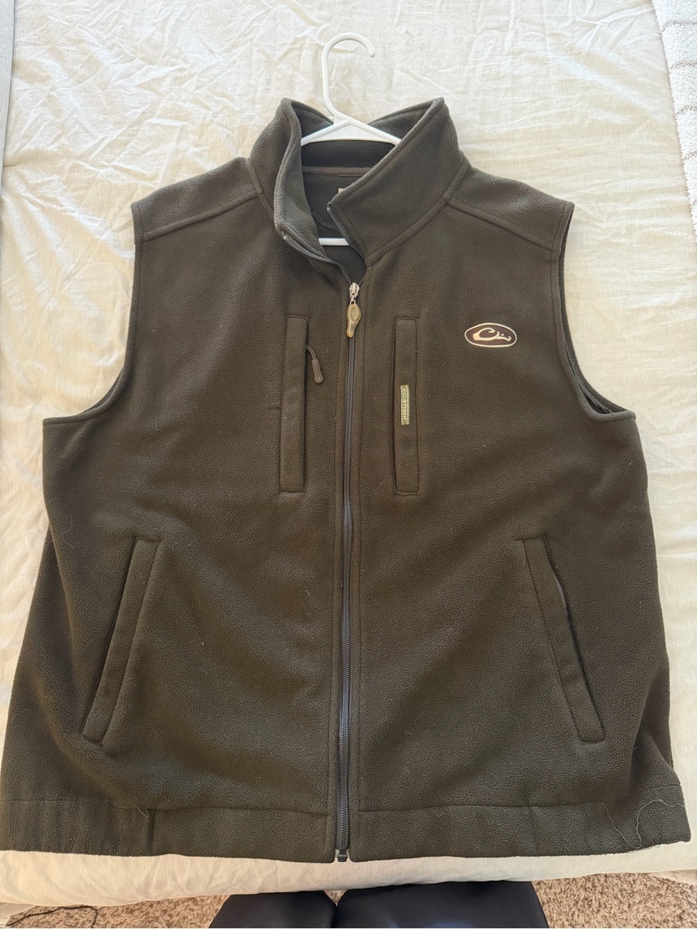 Drake Olive Green Fleece Vest with Zip Pockets